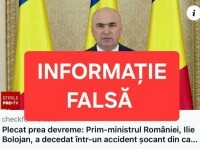 MAI atrage atenția asupra informației care circulă în mediul online privind decesul lui Ilie Bolojan