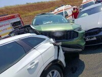 Filmul accidentului în lanț de pe Autostrada Soarelui. Un șofer neatent a băgat trei oameni în spital