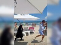 Un bărbat a fost lovit și alergat cu bastonul de o femeie de 50 de ani, pe o plajă din Mamaia. VIDEO