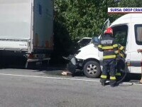 Un microbuz plin cu români veniți din Anglia s-a ciocnit cu un TIR, lângă Orșova. Doi copii și doi adulți au ajuns la spital