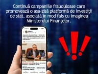 DNSC: O campanie frauduloasă folosește ilegal imaginea Ministerului Finanțelor pentru o falsă platformă de investiții de stat