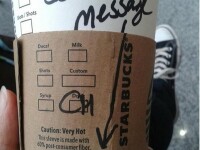 mesaj secret, ceasca cafea Starbucks
