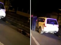 Un șofer din Oradea a lovit un câine pe stradă și apoi l-a legat de mașină. VIDEO