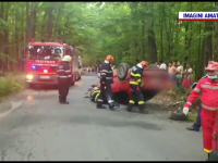 Un șofer de 19 ani a lovit un copac și s-a răsturnat cu mașina într-o pădure din Dâmbovița