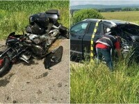 Un motociclist a murit după ce a intrat într-o mașină care vira la stânga, în Hunedoara