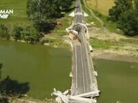 Imagini de la înălțime cu podul prăbușit. Președintele CJ Neamț, în 2021: „O lucrare complexă, s-a lucrat foarte bine”