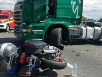 Motociclist rănit într-un accident rutier, pe centura Lugojului. A fost lovit de un TIR