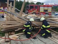 O stivă de lemne a căzut peste patru muncitori, la o fabrică de cherestea din Prahova. Două dintre victime au ajuns la spital