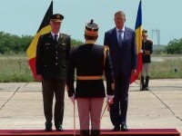 VIDEO. Regele Belgiei, în România, primit de preşedintele Iohannis la Baza Aeriană 'Mihail Kogălniceanu'