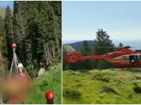 Amplă operațiune de salvare în Munții Făgăraș. Elicopterul SMURD a intervenit pentru a scoate un cioban căzut într-o râpă