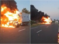 Tragedie pe DN2. Un şofer a murit carbonizat, în urma unei coliziuni între un camion și un autoturism, în Ialomița