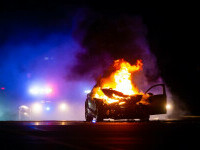 Accident fără precedent la Râmnicu Vâlcea. Doi bărbați, carbonizați în mașina urmărită de poliție