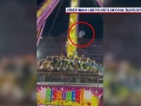 Momentul în care o piesă metalică de la motorul unui carusel cade printre oameni, într-un parc de distracții din Bacău