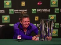 VIDEO. Moment amuzant dupa finala de la Indian Wells. Reactia Simonei Halep cand a incercat sa ridice trofeul