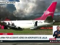 Un avion in care se aflau 141 de persoane a luat foc, in Peru, dupa ce a ratat aterizarea