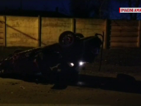 Un șofer băut s-a răsturnat cu maşina în timp ce era urmărit de poliţie, în Caracal