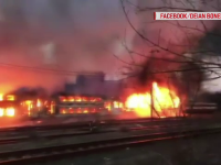 Vagoane de tren din gara Oravița, cuprinse de făcări. Cum a izbucnit incendiul