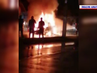 Mașină înghițită de flăcări, la Târgu Jiu