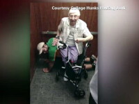 Scena neobisnuita, intr-un lift defect din SUA. Ce facea in genunchi un tanar, alaturi de o doamna de 79 de ani