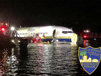 Un Boeing 737 cu 143 de oameni la bord a ieşit de pe pistă şi a ajuns în râu