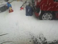 Imagini impresionante. Grindina a acoperit pământul în județul Călărași