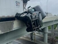 „Nu vreau să mor”. Momentul în care un șofer este salvat după ce camionul său a rămas suspendat pe un pod din SUA. FOTO&VIDEO