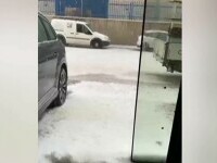 Oraș locuit de români în Spania, bătut de grindină. A acoperit complet străzile și trotuarele