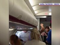 Imagini de la bordul avionului unde nouă pasageri au fost violenți. L-au amenințat cu bătaia pe pilot