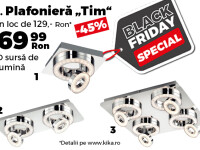 Reduceri kika Black Friday. Gama de plafoniere ”Tim”, cu LED, cu reducere de 45%