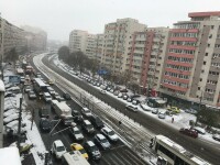 Imagini după primul cod de ninsoare în București