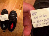 Mesajul unui uigur exploatat, descoperit într-o pereche de papuci. ”Ajutor, sunt într-o închisoare în China