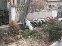 Un sofer din Dâmbovița fără certificat a fugit de poliție, a rupt gardul unei case și s-a oprit cu mașina într-un stâlp