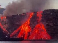 Imagini spectaculoase au fost filmate pe insula La Palma. Cumbre Vieja a erupt din nou