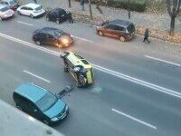 Un șofer de taxi s-a răsturnat cu mașina, la Bacău. Era atât de confuz încât nu mai știa dacă avea pasageri