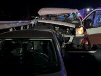 Cum s-a produs carambolul cu 6 mașini de pe autostrada A1. O autoutilitară era oprită în coloană pe banda de ieșire