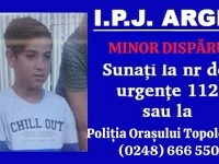 Alertă de copil dispărut în Argeș. Băiat de 13 ani , căutat de polițiști după ce a fugit de la asistentul maternal