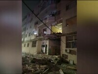 Explozie devastatoare într-un bloc din Brăila. Peretele exterior al unui apartament a fost făcut țăndări