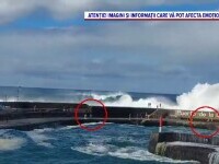 Oameni morți după ce au fost luați de valuri uriașe, pe diguri din Tenerife. Imaginile sunt șocante