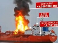 Trei scenarii luate în calcul de autorități dacă nava cu GPL care arde în portul Ismail va exploda. Primul, cel mai periculos
