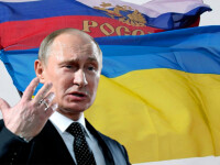 Putin cu steag UCraina si Rusia