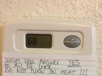 Suparata ca porneau mereu termostatul pentru caldura, o femeie le-a scris un bilet cu reguli copiilor si sotului ei. FOTO