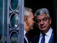 Președintele PSD Liviu Dragnea și prim-ministrul Mihai Tudose susțin declarații de presă după ce au avut o întâlnire la sediului partidului