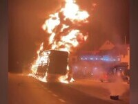 TIR cu anvelope, distrus de flăcări pe Valea Oltului. Cum a pornit incendiul