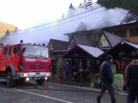 Incendiu puternic într-un restaurant din Slănic Moldova. Pompierii au venit cu opt mașini de intervenție