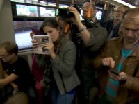 Cum a sarbatorit metroul din Bruxelles implinirea a 60 de ani de la inaugurare. Toti calatorii si-au scos mobilele sa filmeze