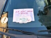 Mesajul tulburător din parbriz, lăsat unui șofer începător din Târgu Jiu. Omul a avut un șoc