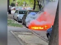 Mașina mistuită de un incendiu în Galați, în doar câteva minute