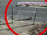 Momentul în care un tânăr care mergea pe trotinetă a lovit o femeie pe trecerea de pietoni, în București. Victima a murit