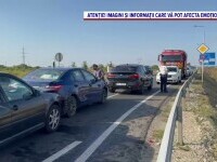 Carambol pe centura Timișoarei, din cauza neatenției. 11 persoane au fost implicate, printre care 5 minori