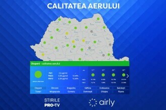 Informații despre calitatea aerului din România sunt disponibile, în timp real, pe ȘtirilePROTV.ro!